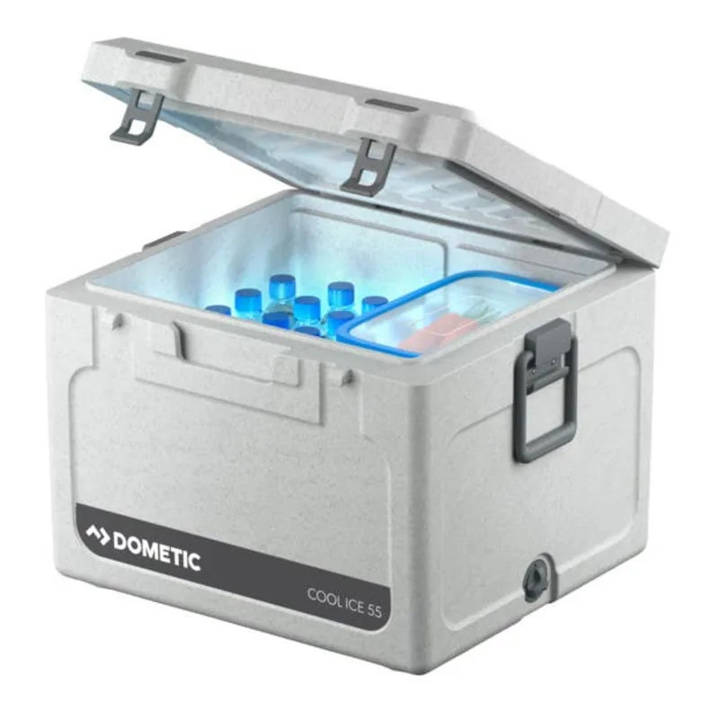 Grey Dometic Cool-Ice 55 ice box with the lid open