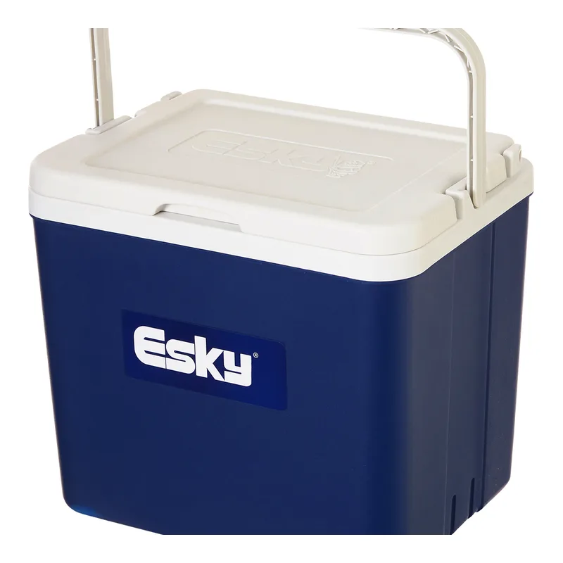 Navy Esky 26 litre Chilla chilly bin with white lid and handle