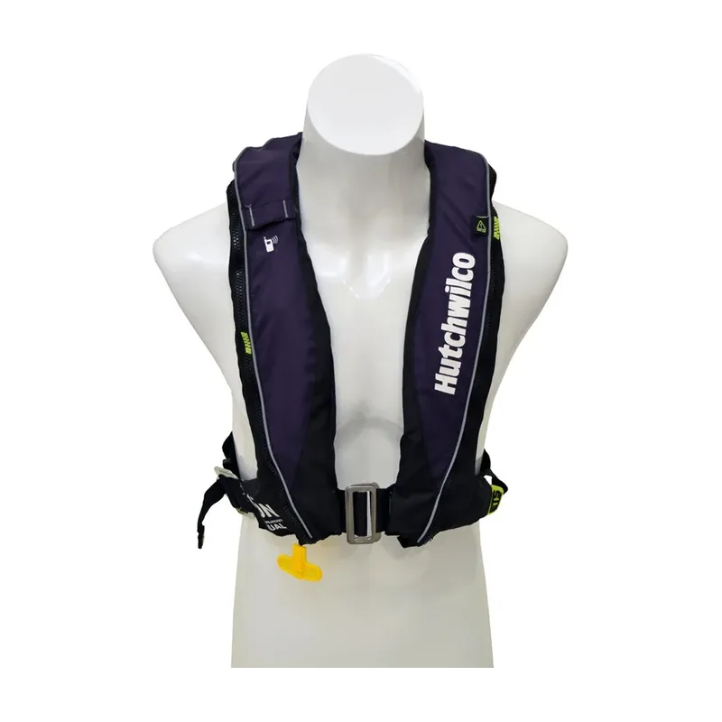 Navy Hutchwilco Super Comfort 170N manual inflatable lifejacket, shown on a mannequin