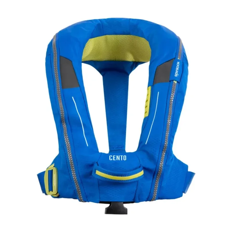 Blue Spinlock Deckvest CENTO Junior inflatable lifejacket with yellow collar lining