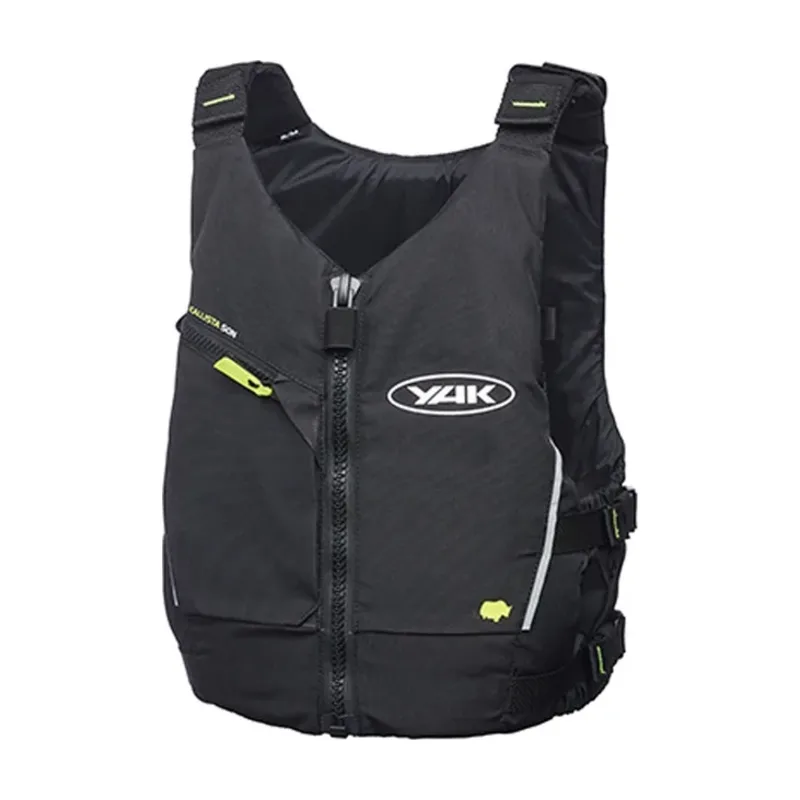 Black Yak Kallista 50N buoyancy aid with front zip and lime accents