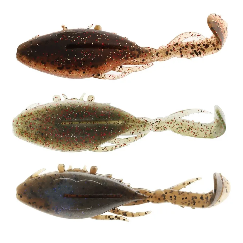 Three Z-Man Kicker CrabZ crab-shaped soft baits in brown and olive